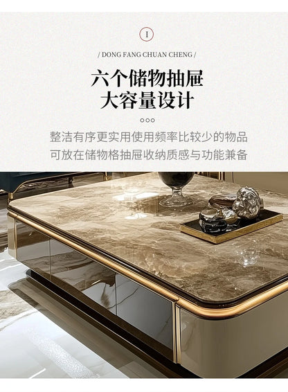 Microcrystalline stone large apartment flat living room coffee table marble