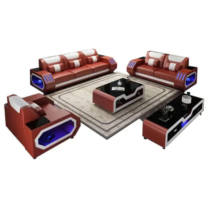 Genuine Leather Sofa Couch Orange Living Room Sofa High End Exclusive Luxury Modern Upholstery Sofa Living Room Set