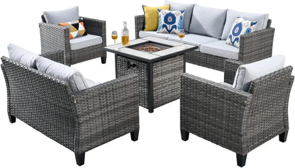 K 7-piece Outdoor Terrace Segmented Sofa Gray PE Wicker Furniture Dialogue Set Outdoor Sessions Gardens Sets Garden Patio