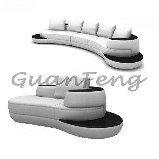 Sofa with Corner Sectional Modern Leather Couch Big Arc Shape Living Room Sofas Set
