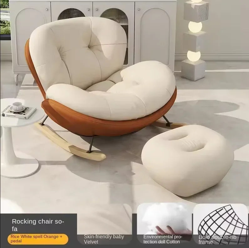 Cozy Snail Wooden Rocking Chair for Balcony and Living Room Lazy Large Rocking Sofa Chair for Leisure Time in Living Room