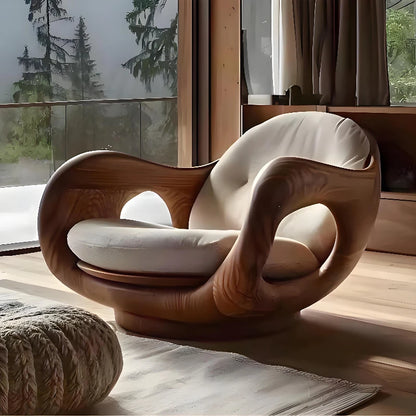 Modern Comfortable Lazy Solid Wood Sofa Chair Designer  Room Soft Decoration Living Room Leisure Armrest Lounge Chair