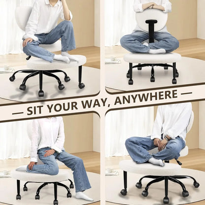Cross Leg Chair - Meditation Chair with Wheels, ADHD Chair, Height Adjustable Seat, Adjustable Footstool