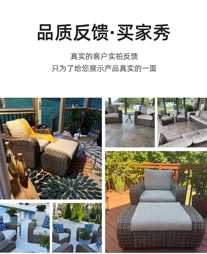 Nordic outdoor villa courtyard leisure sofa simple design milk tea shop cafe outdoor rattan combination furniture