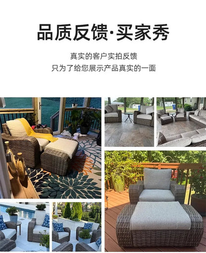 Nordic outdoor villa courtyard leisure sofa simple design milk tea shop cafe outdoor rattan combination furniture