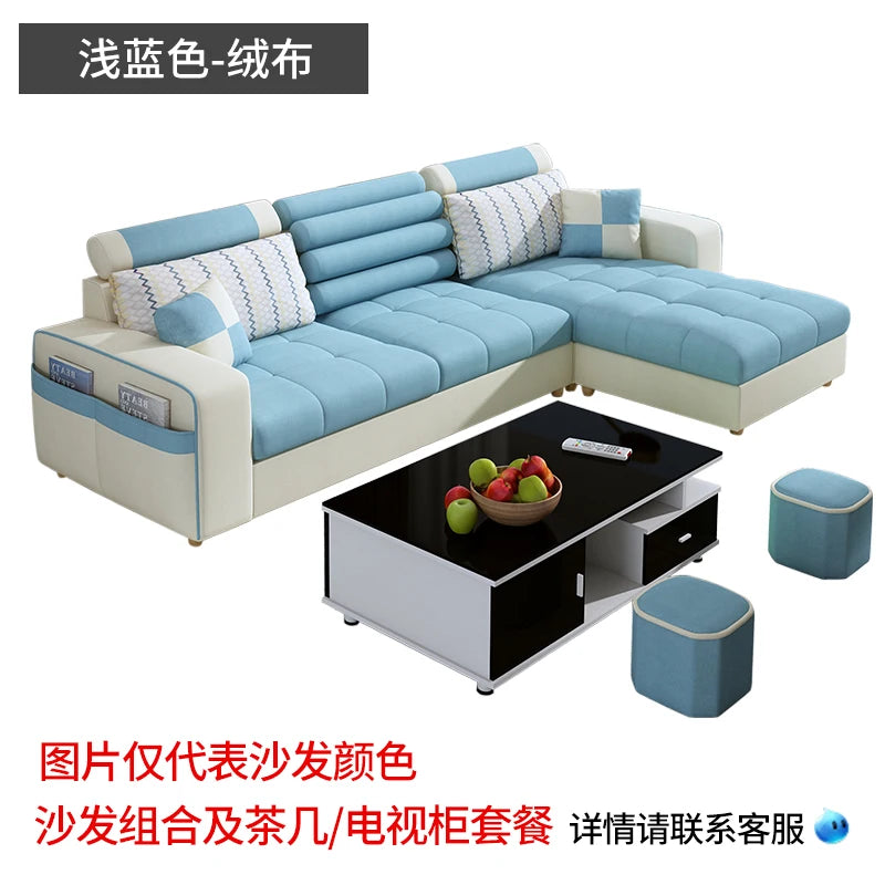 Fabric sofa simple modern combination living room fully equipped small apartment rental room e****mical set