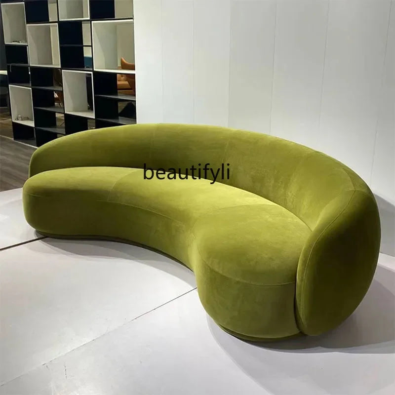 ss03 Fabric Minimalist Designer Living Room Arc Cashew Sofa Beauty Salon Lambswool Sofa