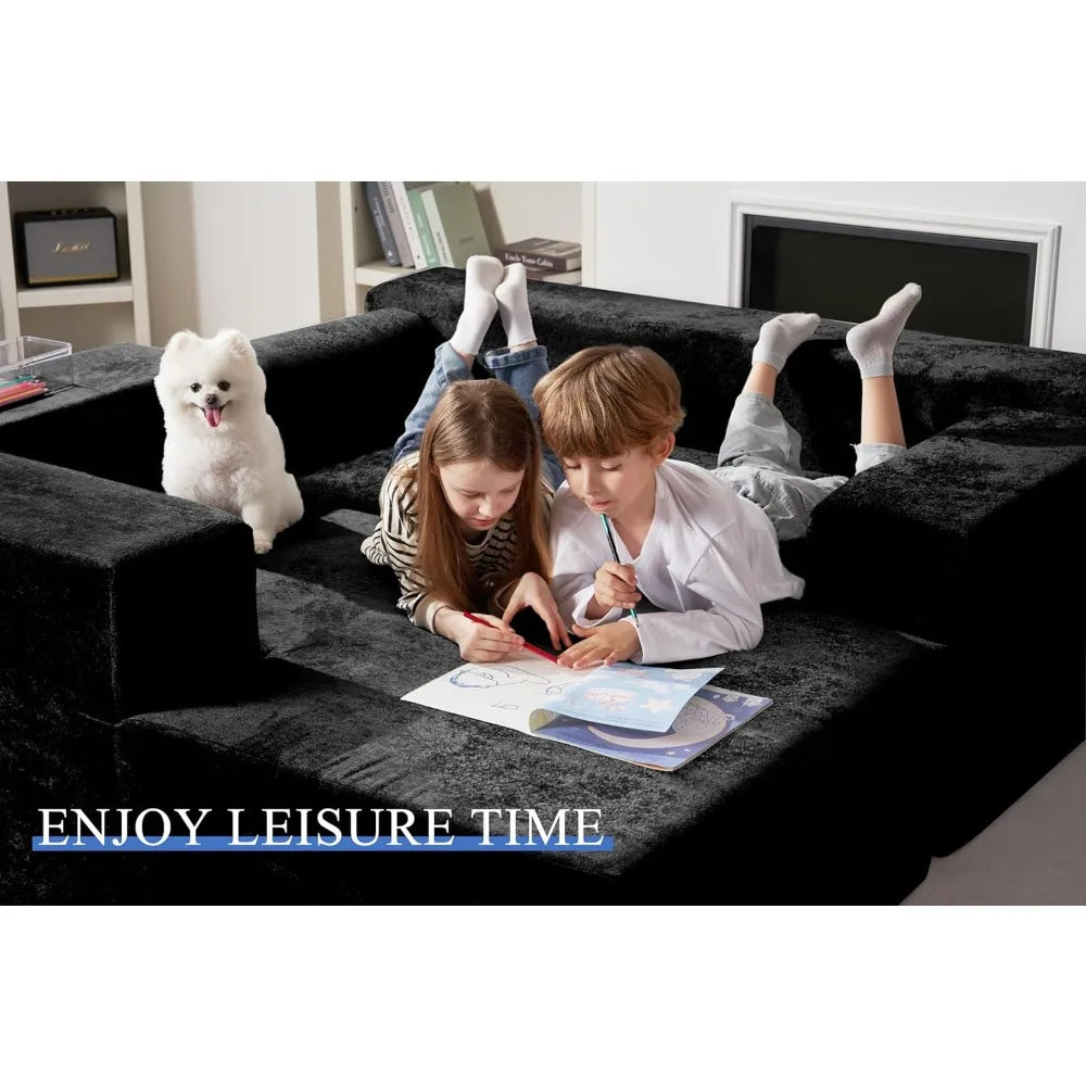 105 L-Shape Modular Sectional Sofa Couch for Living Room, No Assembly Required, Modular Comfy Sofa with Deep Seat