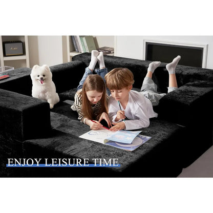 105 L-Shape Modular Sectional Sofa Couch for Living Room, No Assembly Required, Modular Comfy Sofa with Deep Seat