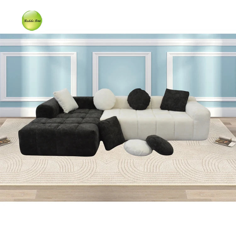 111.2" Modern L-Shaped Sectional Sofa,Modular Velvet Couch with Adjustable Configurations, Soft Melange Fabric,Comfortable