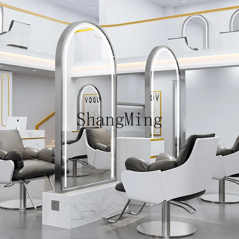 HJ Barber Shop Mirror Quick Cut Special Mirror Hair Salon Internet celebrity hair salon Full Lamp Mirror