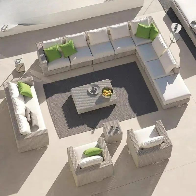 Outdoor rattan sofa combination waterproof and sun protection outdoor leisure courtyard villa balcony terrace sunroom