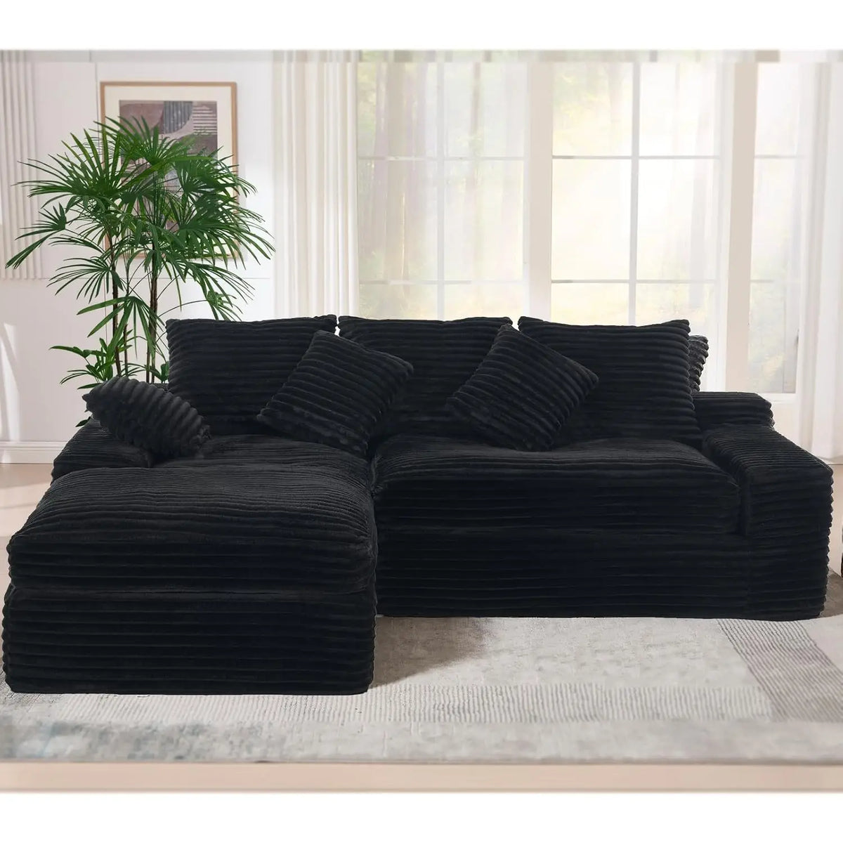Modern Cloud Sectional Couch With L-Shape Chaise, Modular Boneless Sofa With Deep Seat, Comfy Plush Upholstered Couches