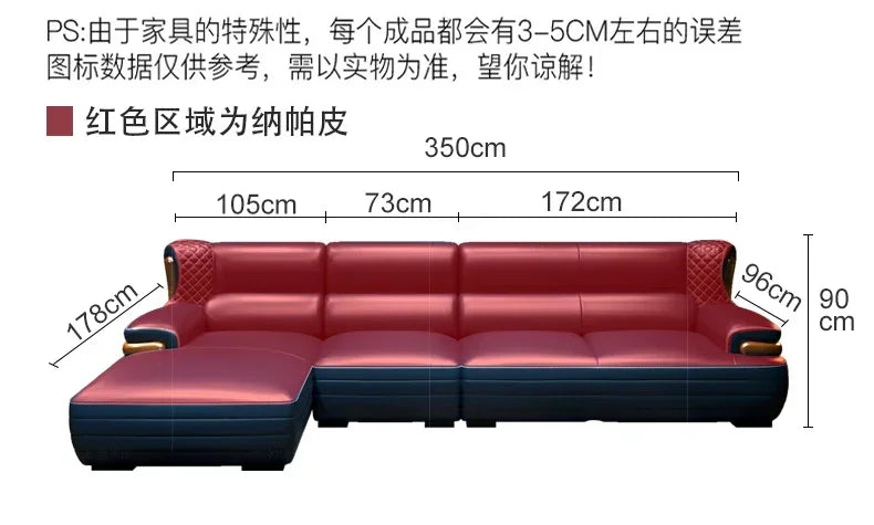 The first layer leather sofa high-grade villa solid wood high-end living room modern simple apartment blue Nordic style custom