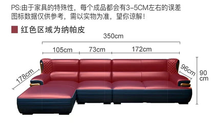 The first layer leather sofa high-grade villa solid wood high-end living room modern simple apartment blue Nordic style custom