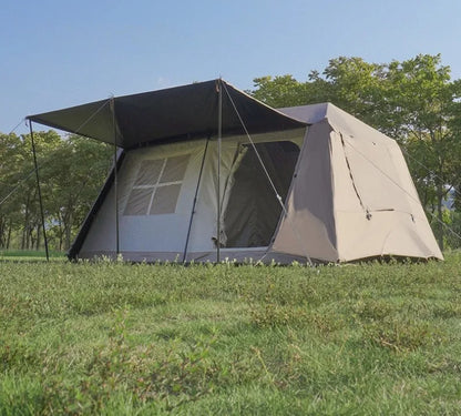 Oxford Cloth Beach Tent Rainproof Sunproof Ventilation Nature Hike Family Travel Shelter Tent Large Space Camping Supplies Tents