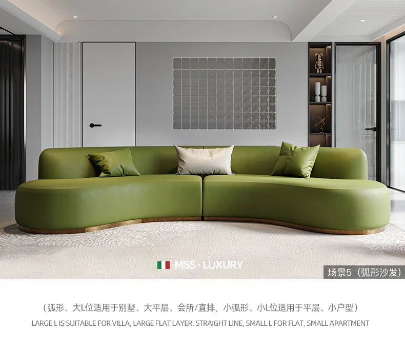 Light Luxury Leather Sofa Curved Sofa Modern Leisure Large Sofa