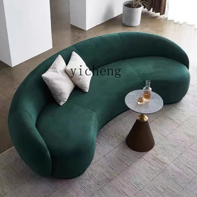 Q4  Light Luxury Velvet Curved Sofa Beauty Salon Clothing Store Moon-Shaped Sofa