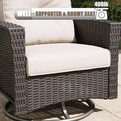 9-Piece Outdoor Wicker Conversation Set with 360-Degree Swivel Chairs