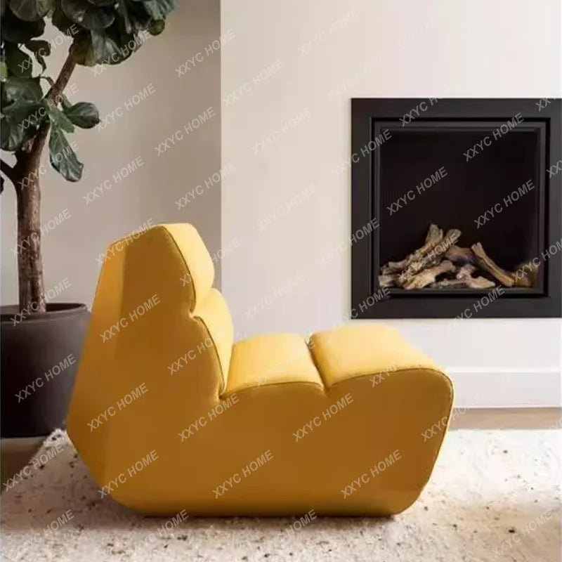 AAYellow Fabric Three-Seater Sofa For Villa Living Room