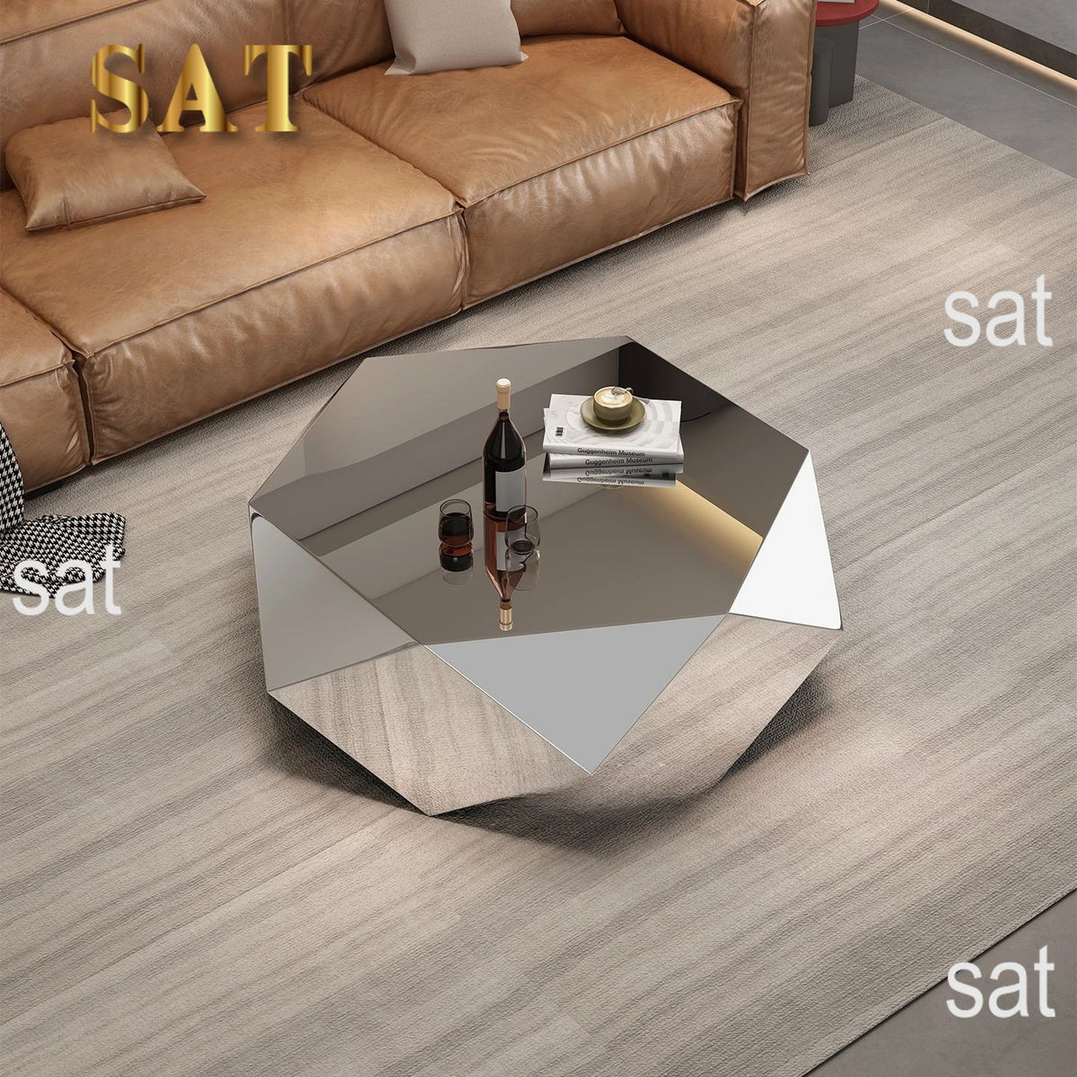 Z Living Room Home Designer Style Light Luxurymodern Minimalist Irregular Stainless Steel Diamond Coffee Table Mesa Auxiliar Roo