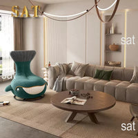 #Shark Model Living Room Sofa Chair Fabric Upholstered Velvet Children's Swivel Lounge Chair