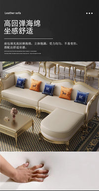 ZZ ZF Light Luxury Leather Solid Wood Sofa Combination Simple Luxury Complete Villa