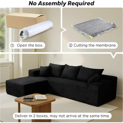 Sectional Couches for Living Room, Boneless Couch with L-Shape Chaise, Modular Sofa in Box with Deep Seat, No Assembly Req