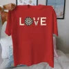 LOVE with dartboard and darts  pure cotton women's Tshirt comfort fit