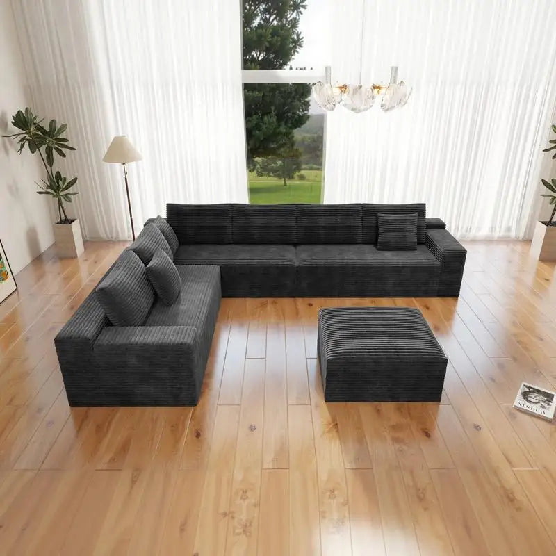Modular Sectional Sofa, Upholstered Couch for Living Room/Bedroom/Apartment, No Assembly Needed, 4 PC Flexible Combination,