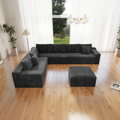 Modular Sectional Sofa, Upholstered Couch for Living Room/Bedroom/Apartment, No Assembly Needed, 4 PC Flexible Combination,