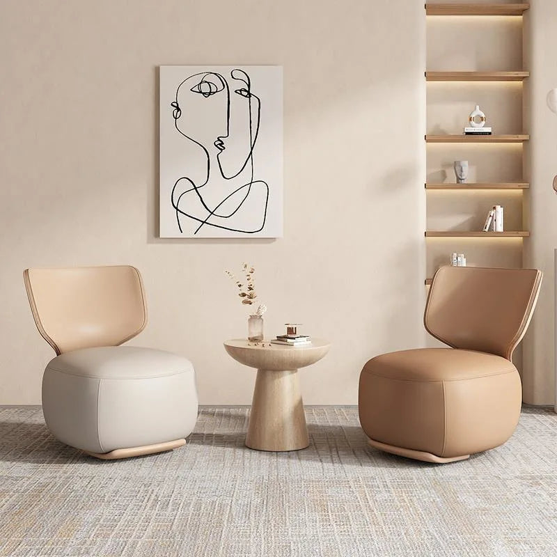Log sofa chair Nordic living room single chair Fabric low stool Balcony casual back chair
