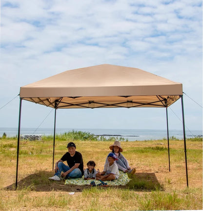 Outdoor pop-up canopy Gazebo Tent beach camping instant canopy 10x10 feet (khaki color) Convenient to carry withWith tugboat bag