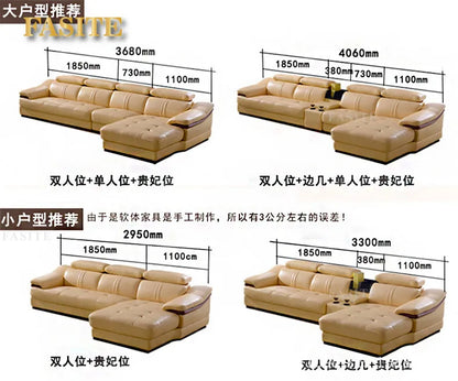 living room Sofa top grade cow genuine leather couch Nordic modern L shape corner muebles de sala cama puff asiento sala futon