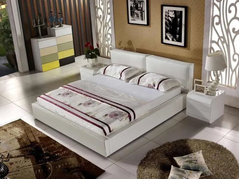 Bedroom furniture leather bed with blue led lights and music therapy bed A021