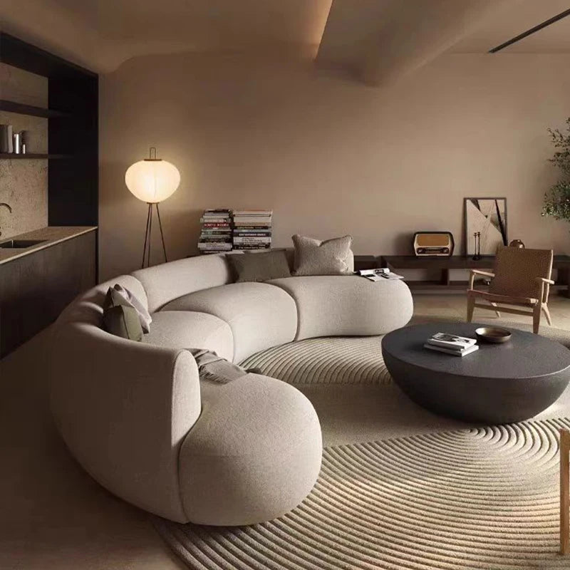Italian light luxury wabi sabi circular curved sofa minimalist special-shaped corner large apartment living room model