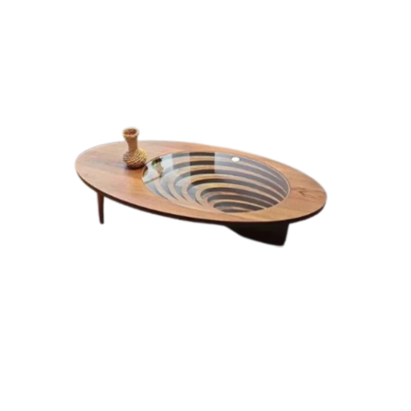 Table basse marron de Style moderne, bois naturel, gain de place, Tables basses de luxe uniques, meubles Per La Casa Saldi