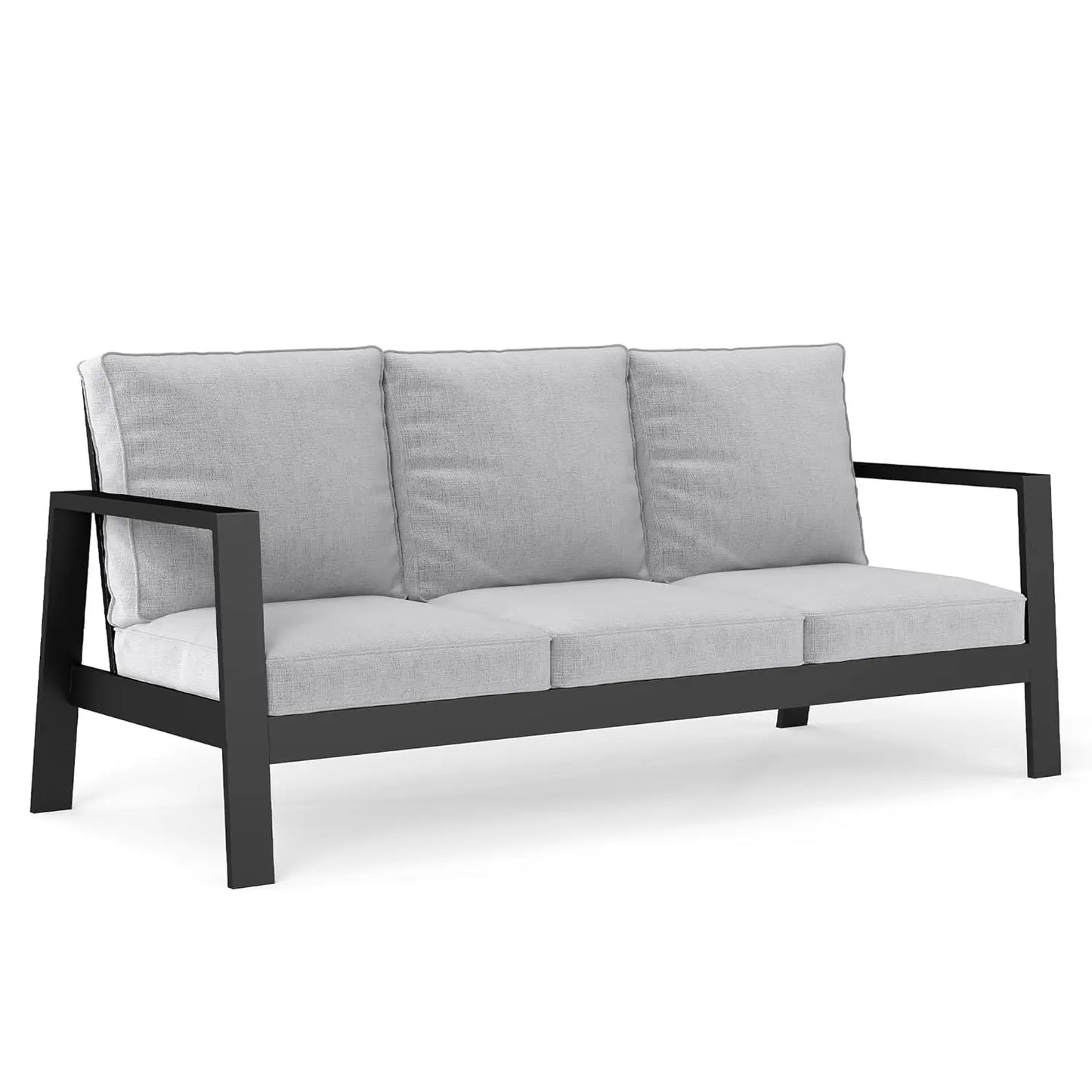 Aluminum Outdoor Patio Sofa, Water-Resistant Metal 3-Seat Outdoor Couch with 5 inch Thick Cushions, Outdoor, Customized