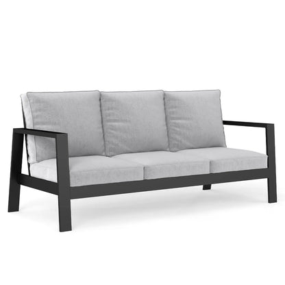 Aluminum Outdoor Patio Sofa, Water-Resistant Metal 3-Seat Outdoor Couch with 5 inch Thick Cushions, Outdoor, Customized