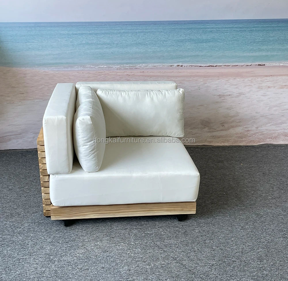 Outdoor Suit All-weather Modern Outdoor Teak Wooden Sofa Patio Furniture Luxury Design Sofa Set For Villa Outdoor Garden