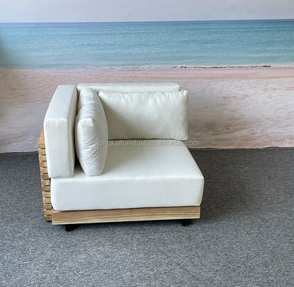 Outdoor Suit All-weather Modern Outdoor Teak Wooden Sofa Patio Furniture Luxury Design Sofa Set For Villa Outdoor Garden