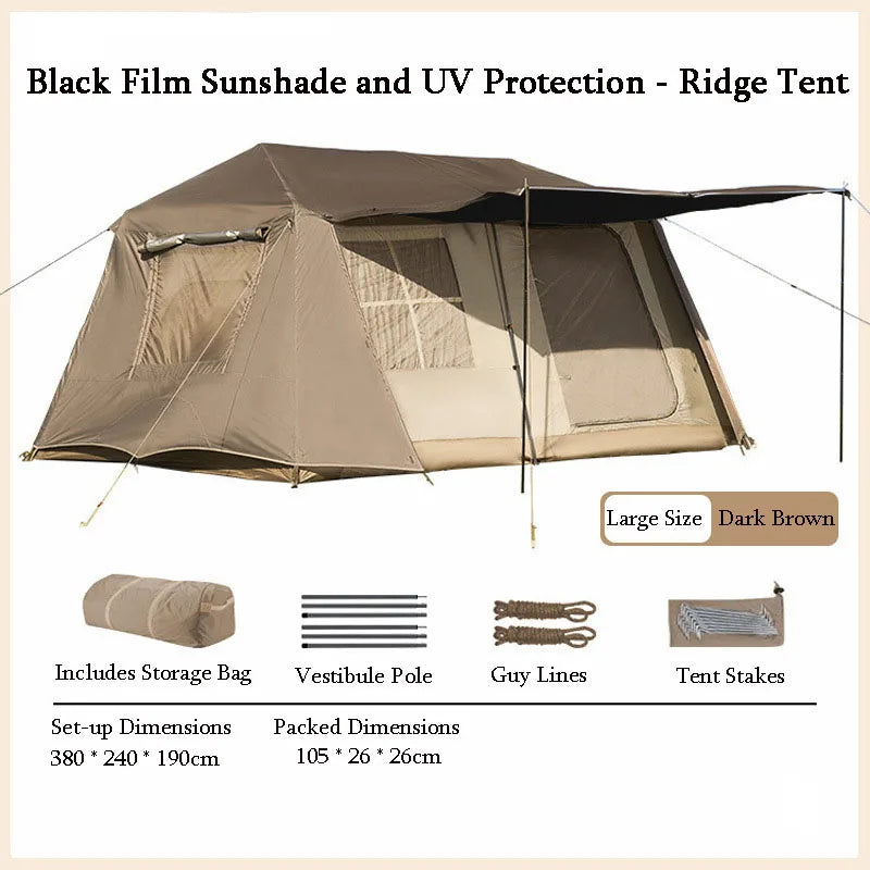 Cabin Tent 2 Room Large Family Camping Tent Automatic Quick Setup Waterproof UV Protection Outdoor 4 Season Ridge Tent