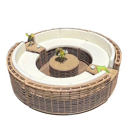 Outdoor rattan sofa courtyard open-air combination seat imitation rattan outdoor garden leisure balcony