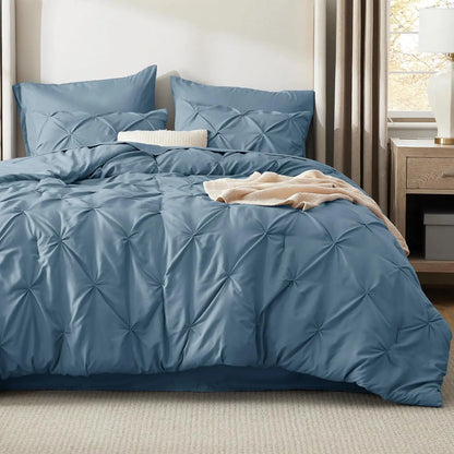 California King Comforter Set Mineral Blue Bed in a Bag California King 7 Pieces GentleSoft™ Pintuck Bed Set Gift for Family Pin