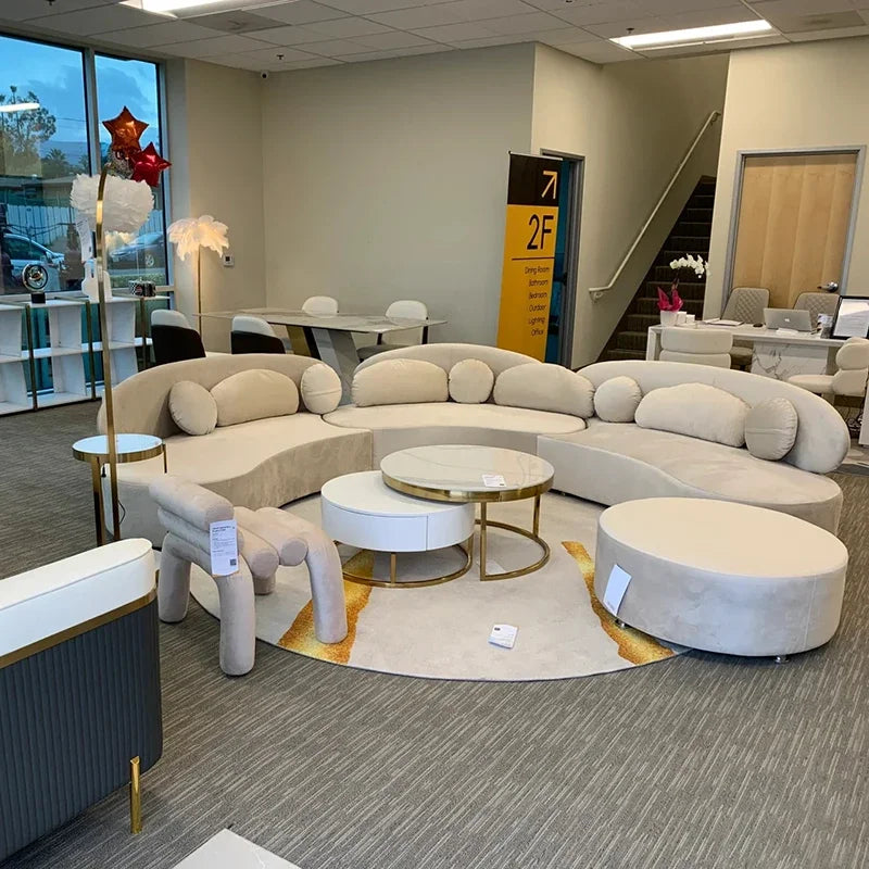 2003    Nordic light luxury curved sofa designer living room fabric sofa creative combination