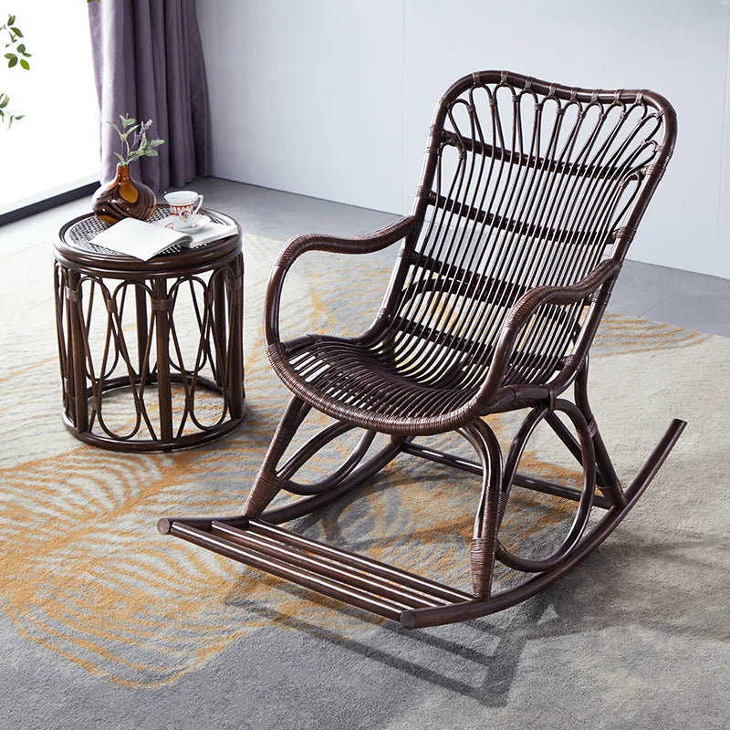 Modern Rattan Swing Chair Multi-Scene Recliner Living Room Balcony Lazy Sofa Vacation Rental Portable Leisure Seat