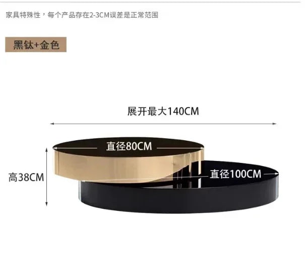 high end round coffee table double modern luxury stainless steel brass rotating black and gold coffee table