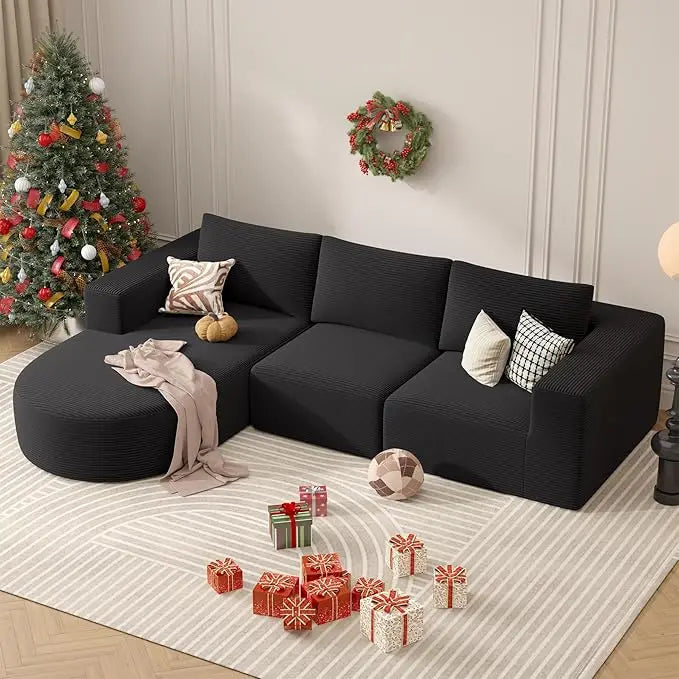 Modular Sectional Sofa with L-Shape Chaise,Cloud Sectional Modern Sleeper Couch with Deep Seat,Sponge Compression Sofas with Rev