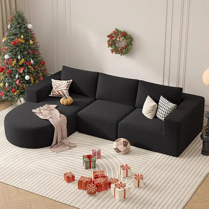 Modular Sectional Sofa with L-Shape Chaise,Cloud Sectional Modern Sleeper Couch with Deep Seat,Sponge Compression Sofas with Rev