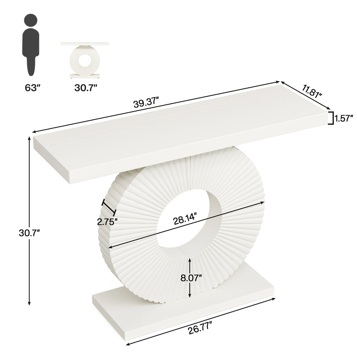Tribesigns Modern Console Table with Geometric Base, 40 inch Wood Entryway Table Sofa Table Narrow Long Table